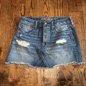 American Eagle Outfitters Women's Frayed Blue Jean Shorts